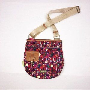 Lily Bloom Floral Print Crossbody Bag | Pink Purple Tan